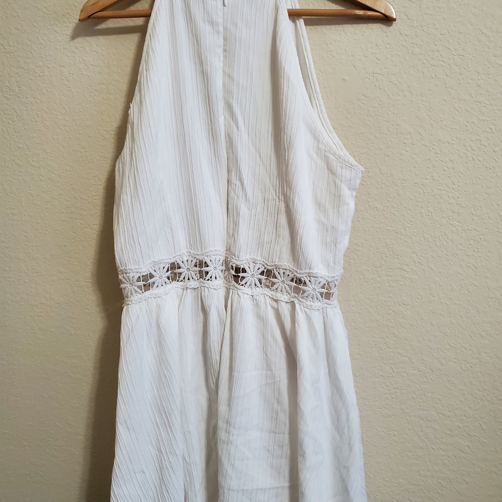 White Sleeveless Romper with Lace Detail